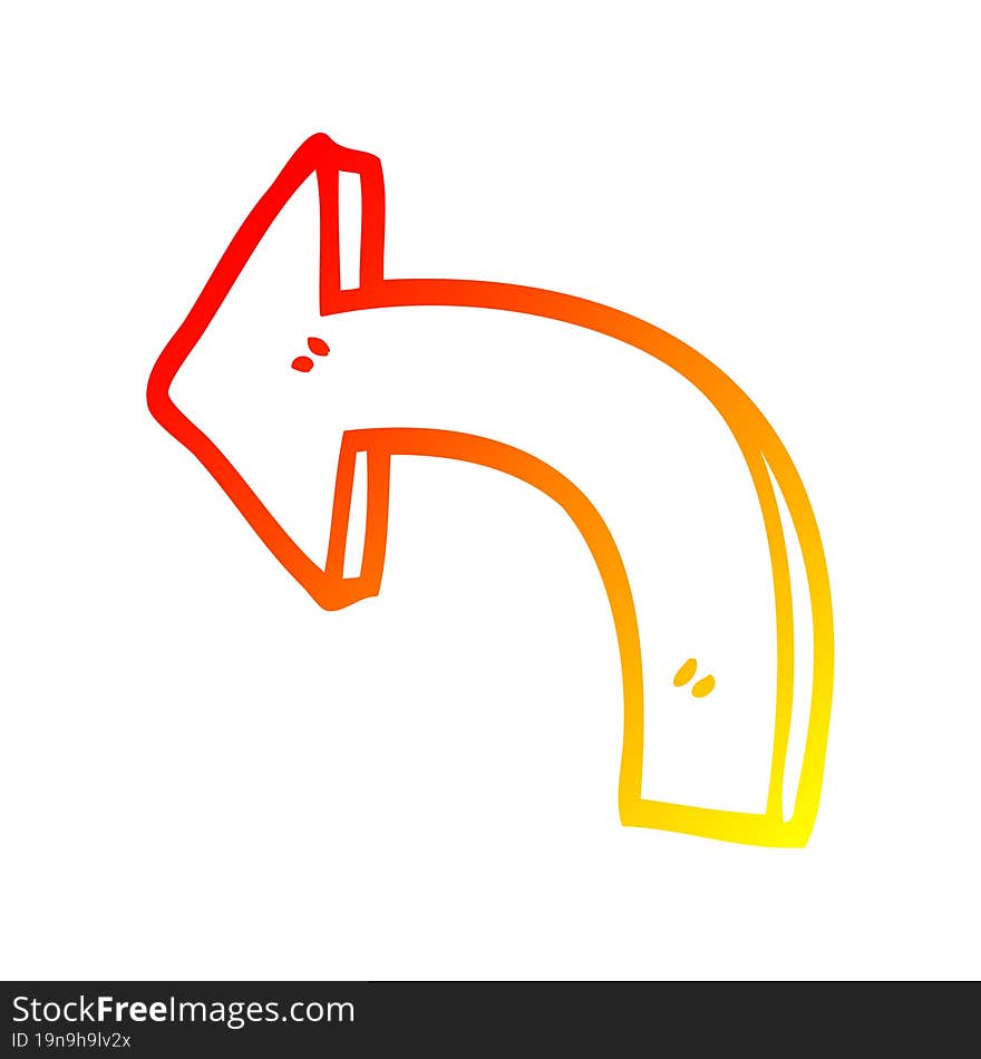 warm gradient line drawing cartoon directing arrow