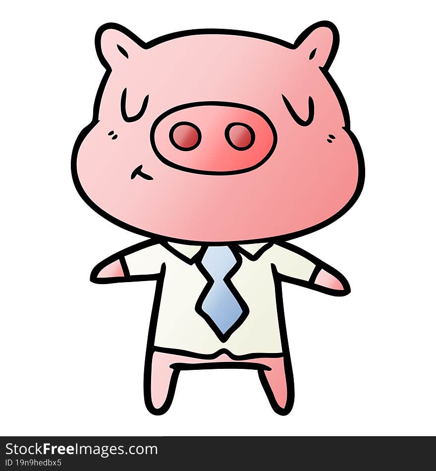 cartoon content pig in shirt and tie. cartoon content pig in shirt and tie