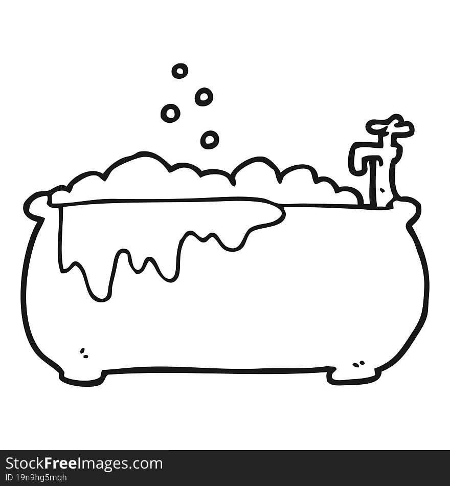 Black And White Cartoon Bath