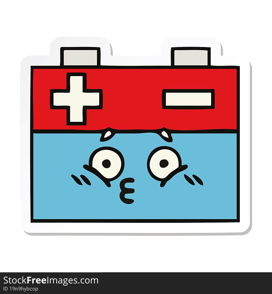 Sticker Of A Cute Cartoon Car Battery