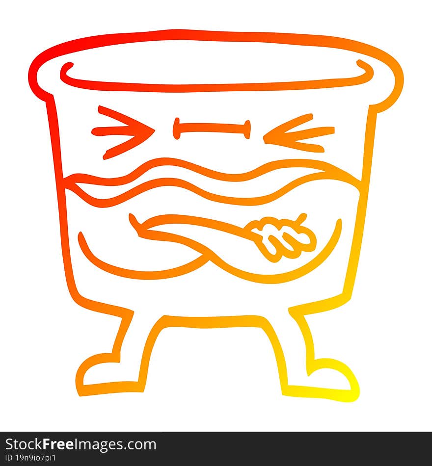 Warm Gradient Line Drawing Cartoon Whisky Glass