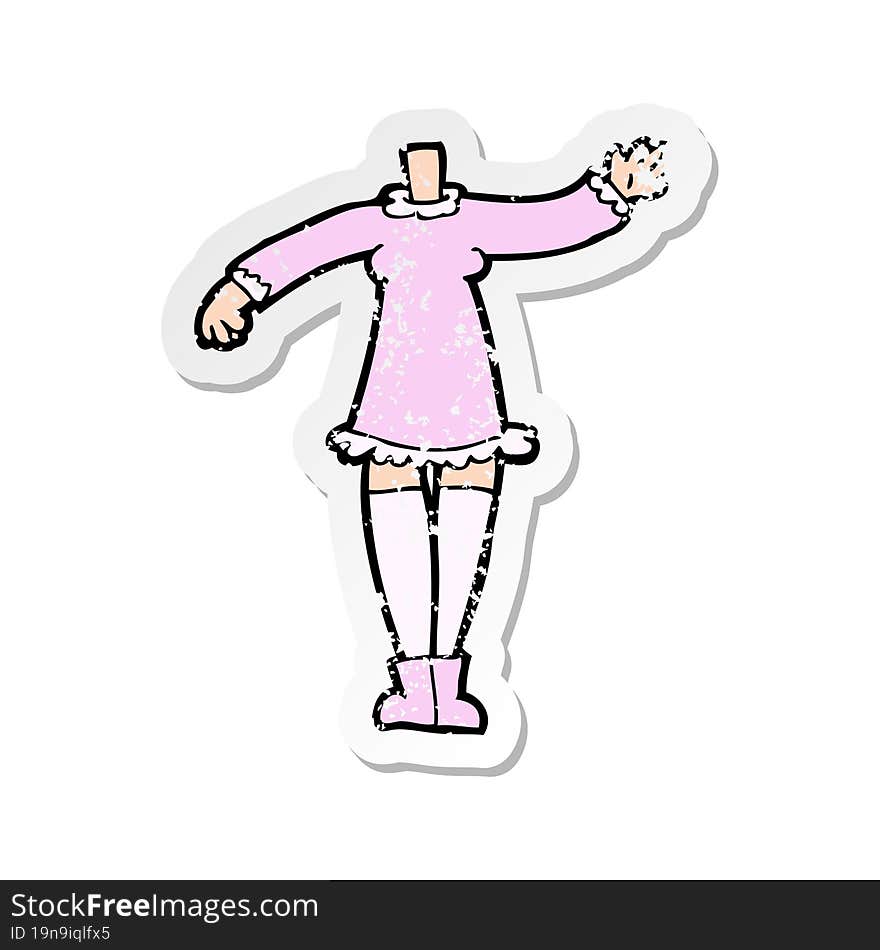 Retro Distressed Sticker Of A Cartoon Female Body