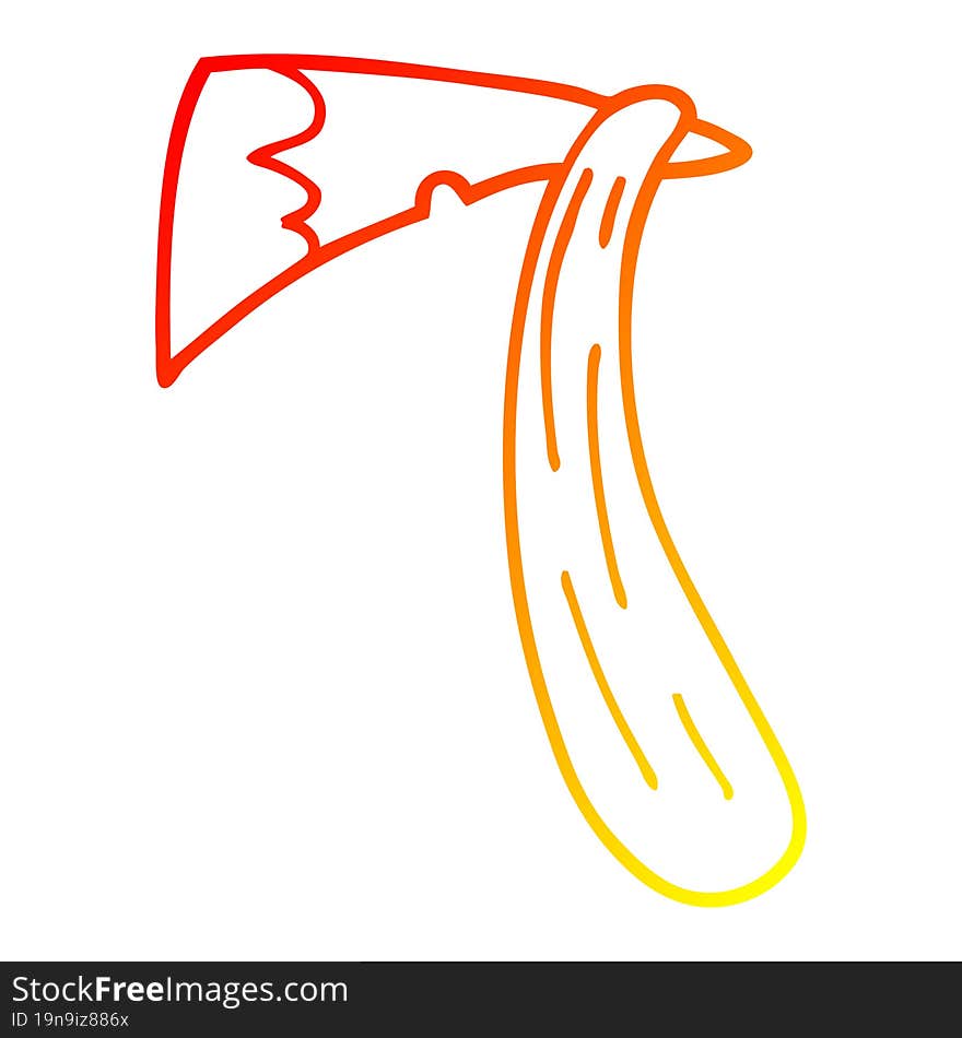 warm gradient line drawing cartoon bloody axe