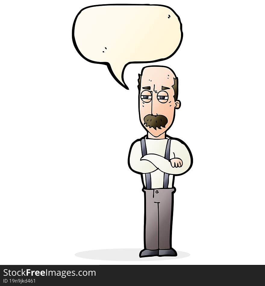 cartoon annoyed old man with speech bubble