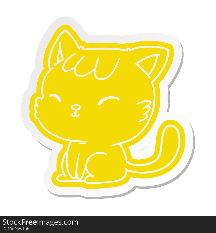 cartoon sticker of cute kawaii cat