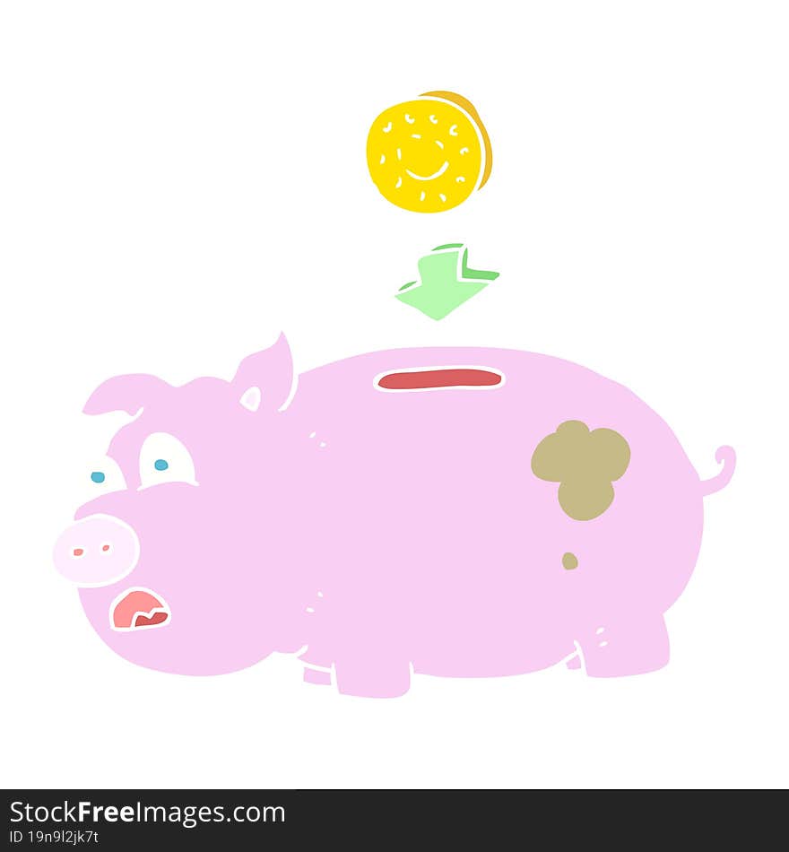 flat color illustration of piggy bank. flat color illustration of piggy bank