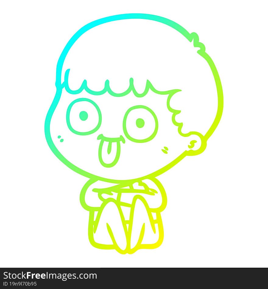 Cold Gradient Line Drawing Cartoon Man Staring