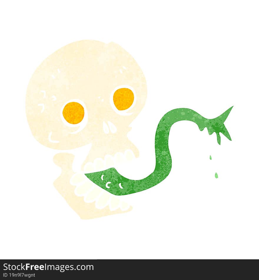 Retro Cartoon Spooky Halloween Skull