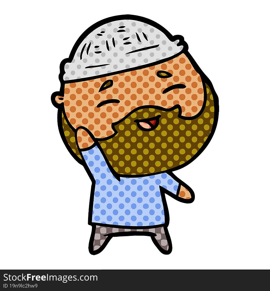 cartoon happy bearded man. cartoon happy bearded man