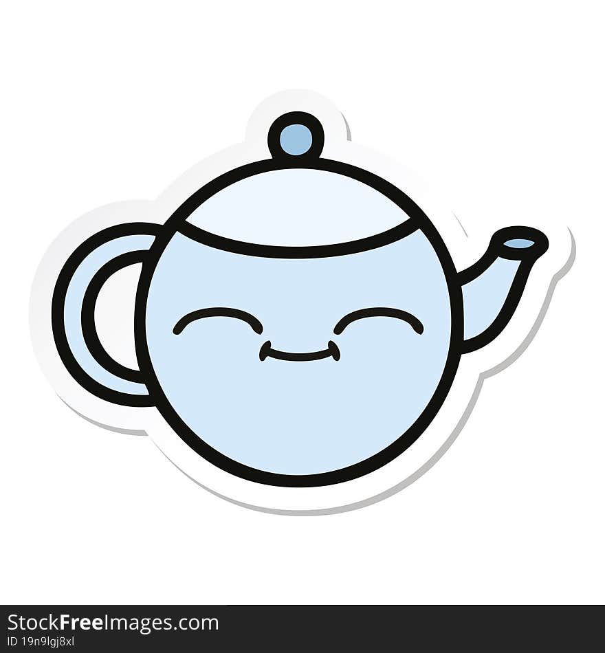 sticker of a cute cartoon happy teapot