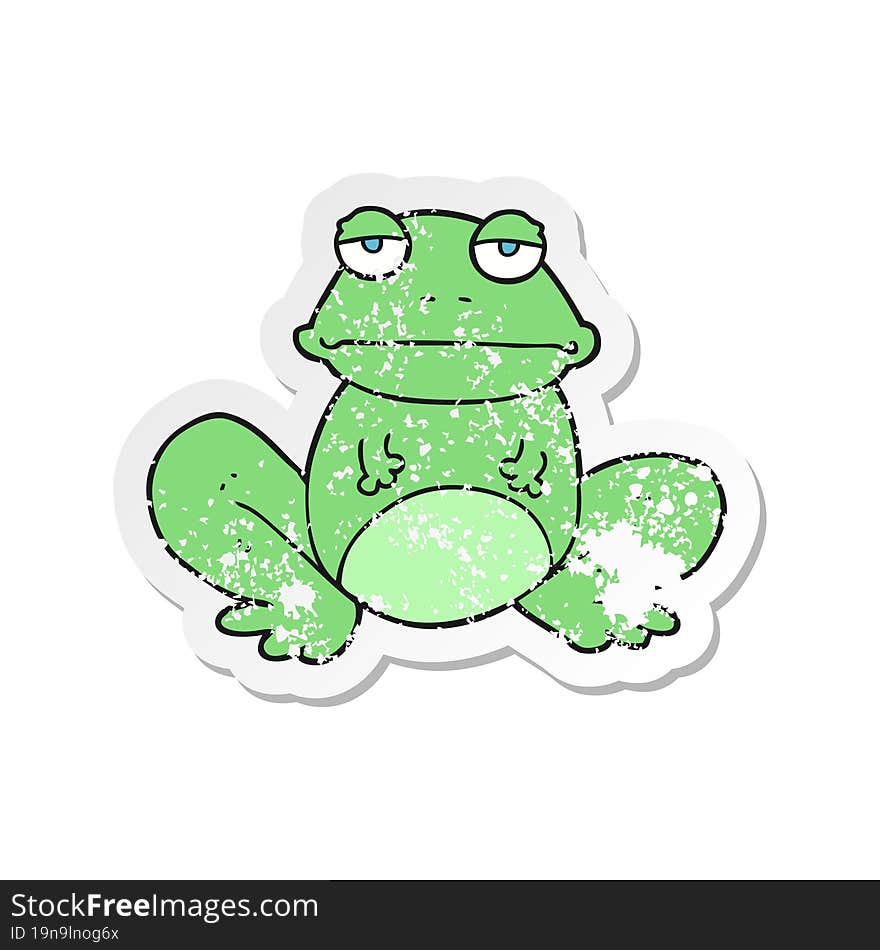 retro distressed sticker of a cartoon frog