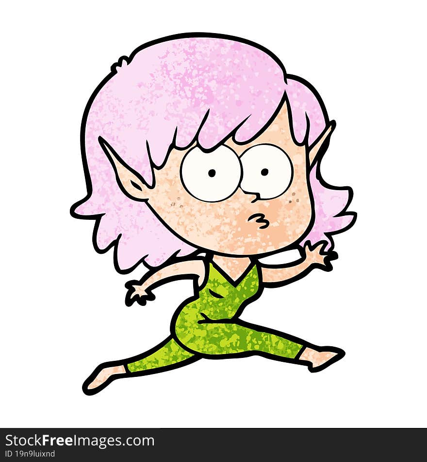 cartoon elf girl running. cartoon elf girl running