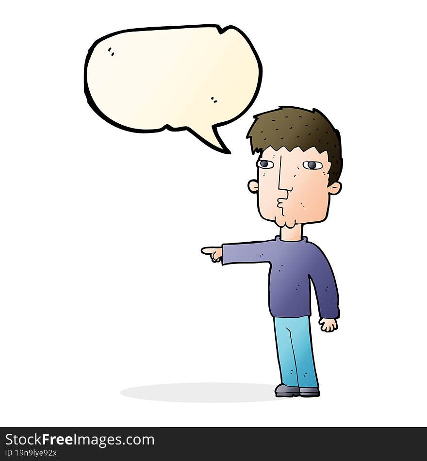 Cartoon Pointing Man With Speech Bubble