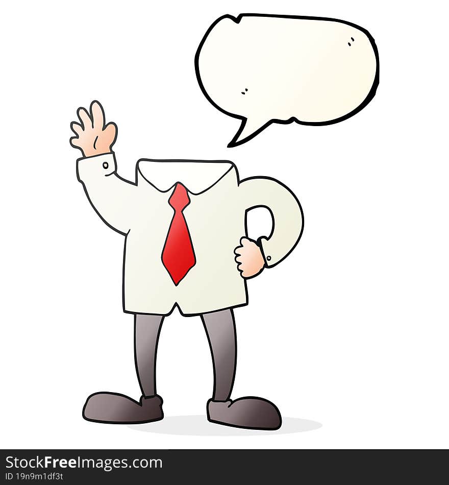 freehand drawn speech bubble cartoon headless businessman