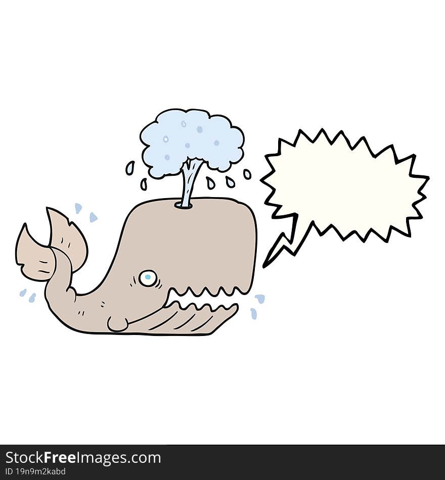 freehand drawn speech bubble cartoon whale spouting water