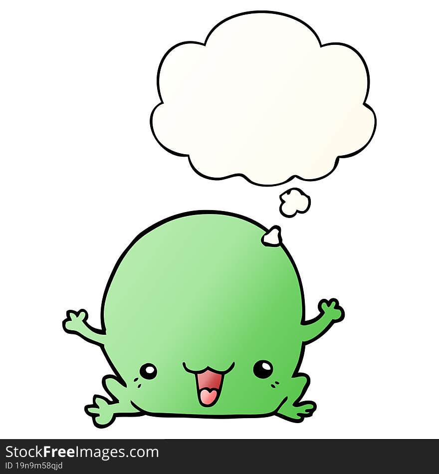 cartoon frog with thought bubble in smooth gradient style