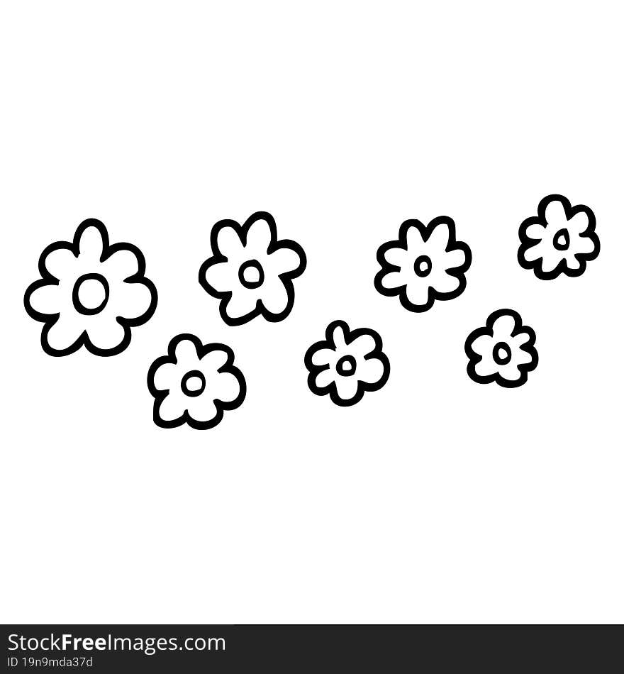 Black And White Cartoon Decorative Flowers