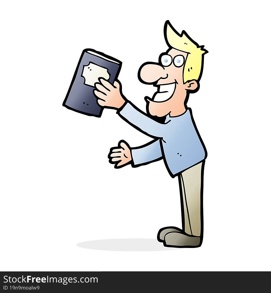 cartoon man with book