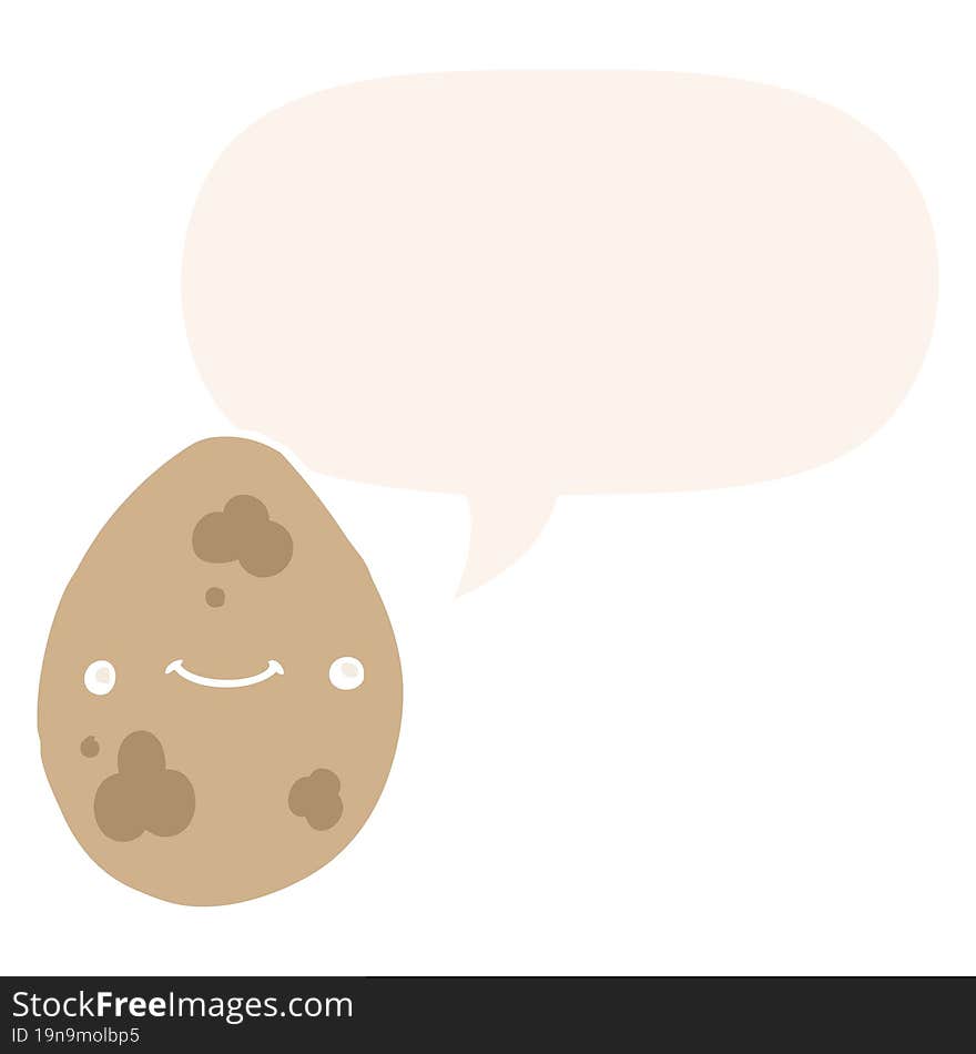 cartoon egg and speech bubble in retro style