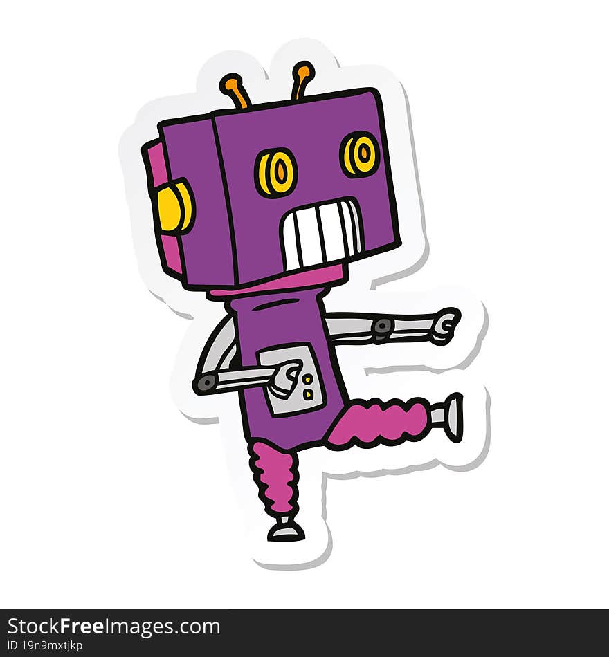 sticker of a cartoon robot