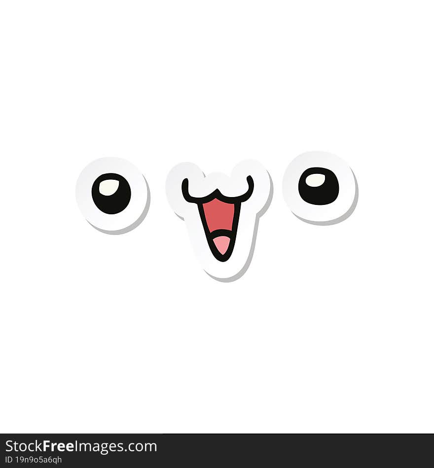 Sticker Of A Cute Happy Face Cartoon