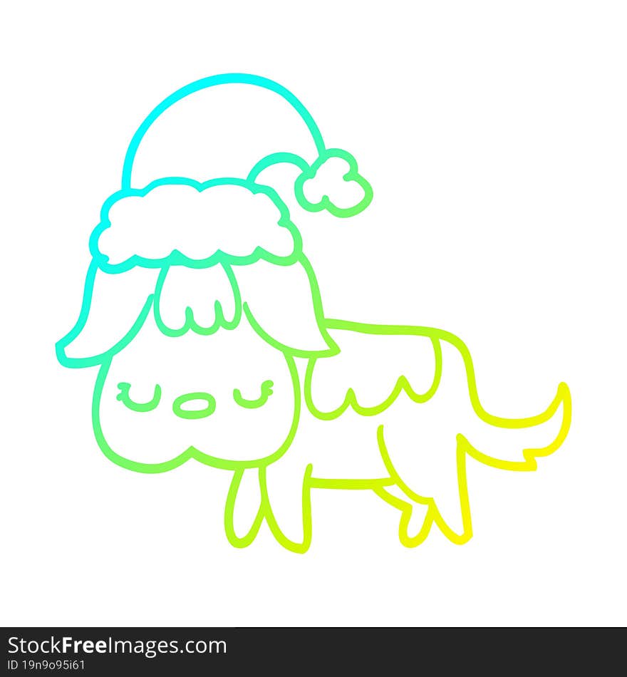 cold gradient line drawing cute christmas dog