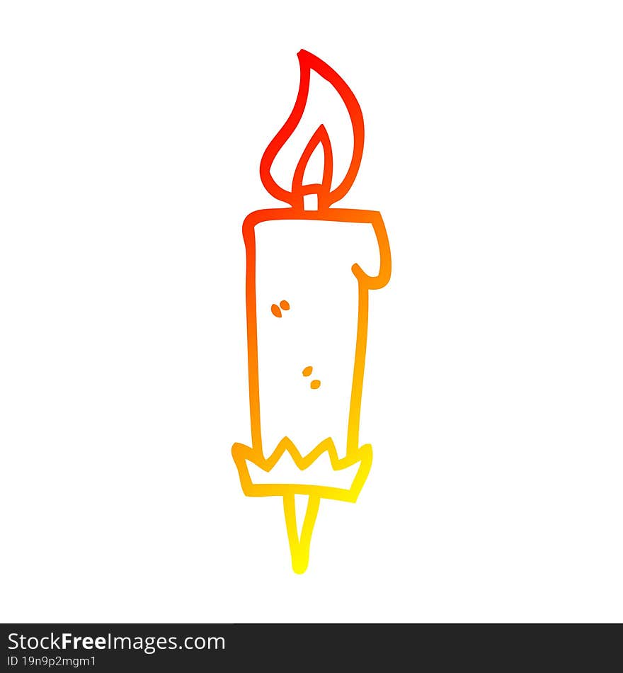 warm gradient line drawing cartoon birthday candle