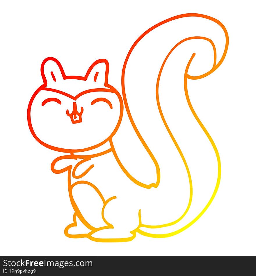 warm gradient line drawing cartoon happy squirrel