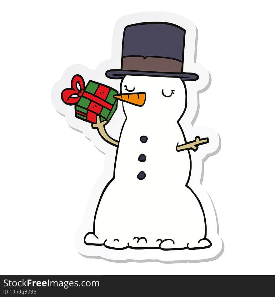 sticker of a cartoon snowman