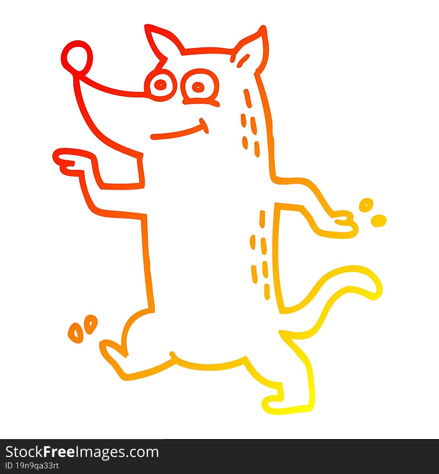 warm gradient line drawing cartoon funny dog