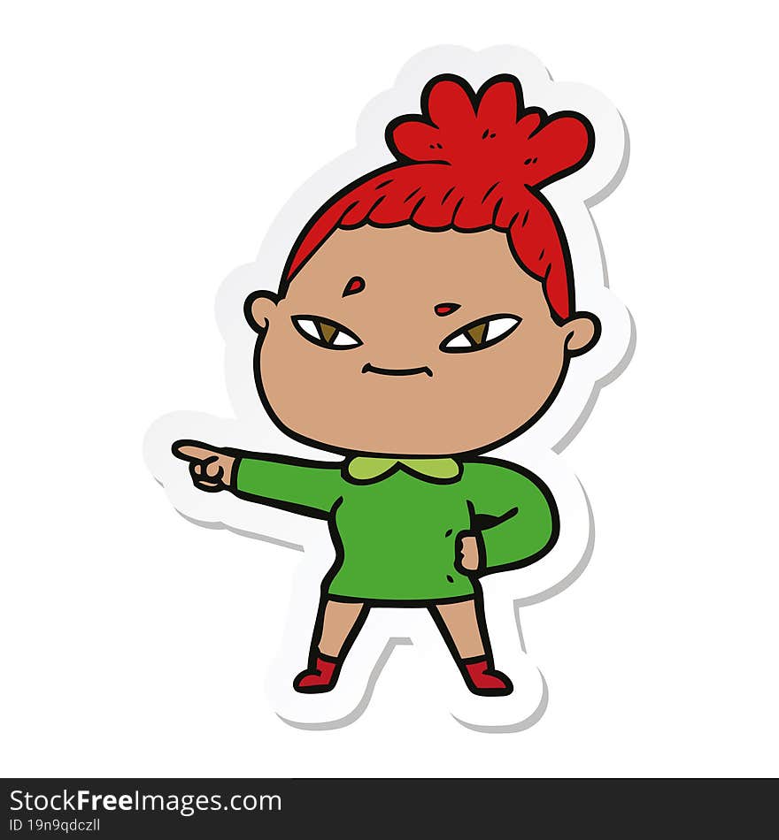 Sticker Of A Cartoon Woman