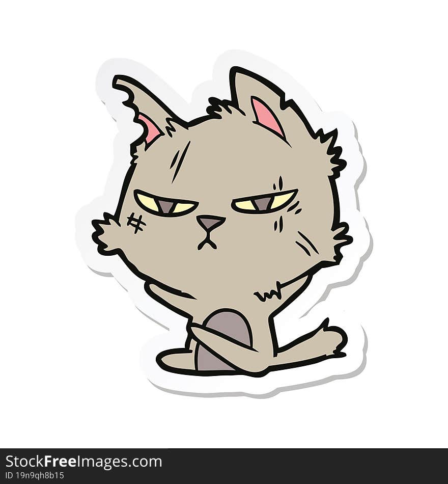 sticker of a tough cartoon cat