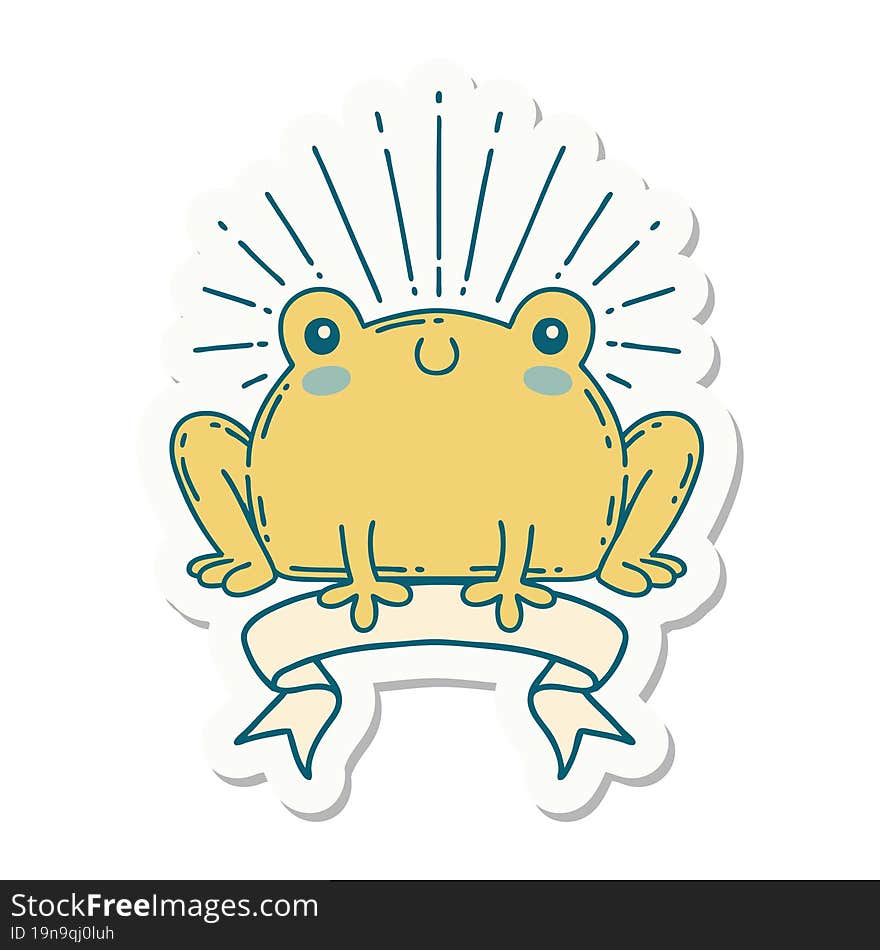 Sticker Of Tattoo Style Happy Frog