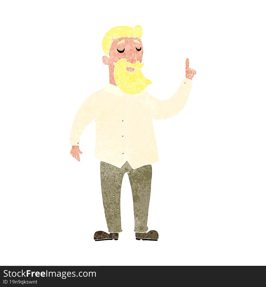 cartoon bearded man with idea