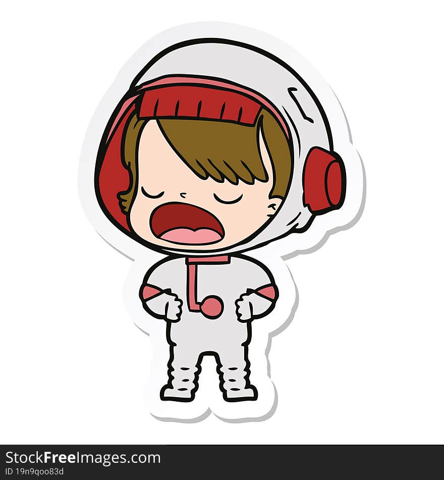 Sticker Of A Cartoon Talking Astronaut