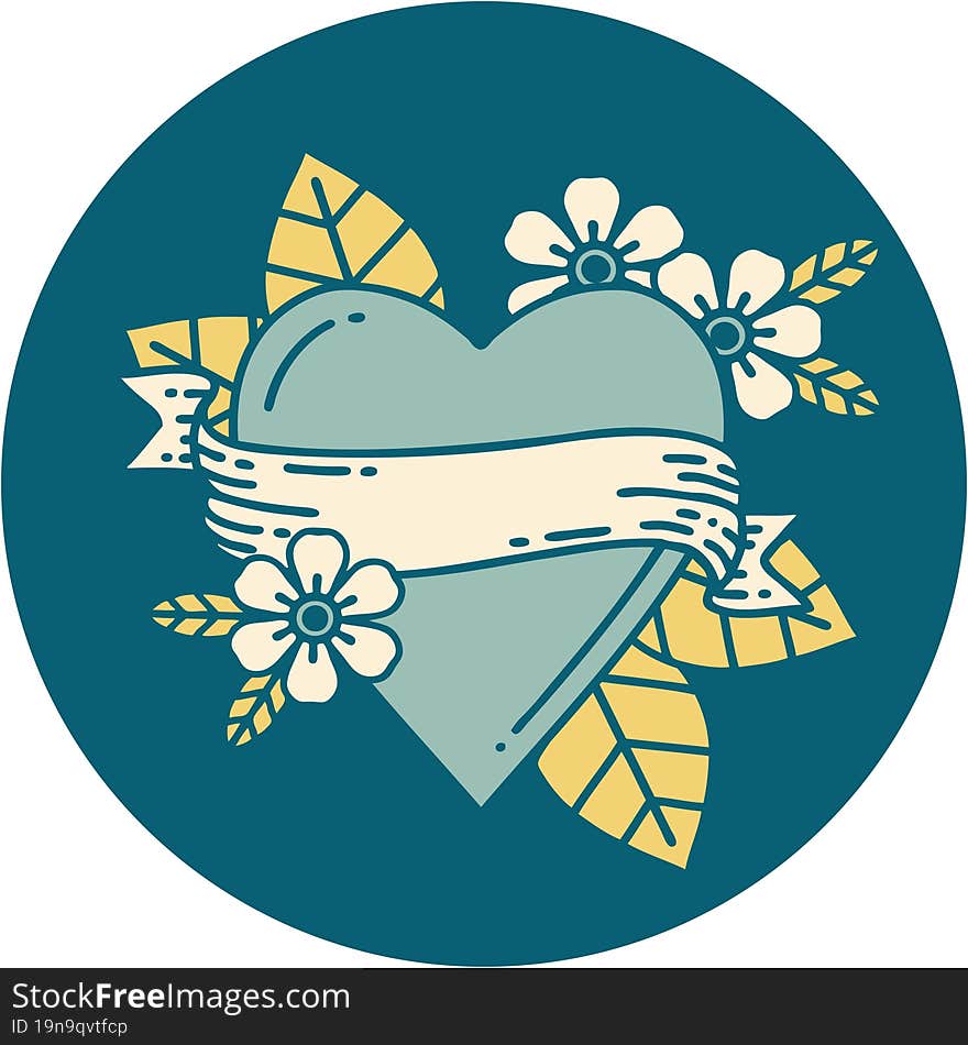 Tattoo Style Icon Of A Heart And Banner