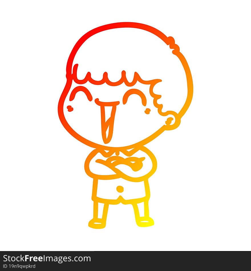 warm gradient line drawing of a cartoon happy man