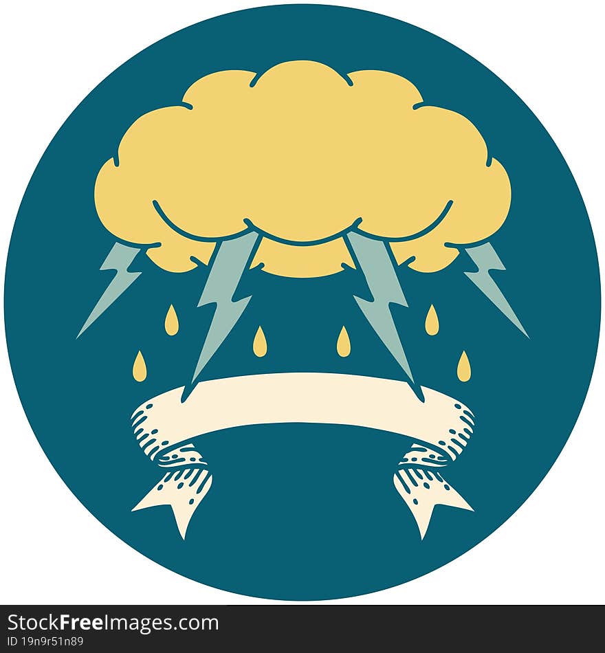 Icon With Banner Of A Storm Cloud