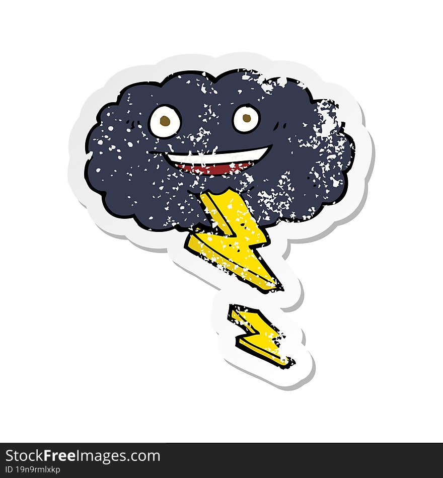 retro distressed sticker of a cartoon storm cloud