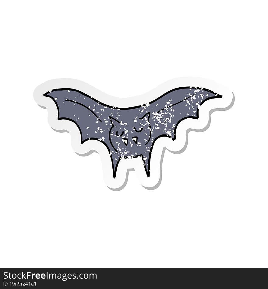 distressed sticker of a cartoon vampire bat