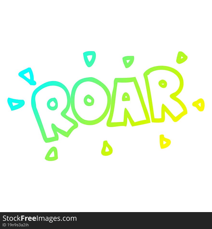 cold gradient line drawing of a cartoon roar sign