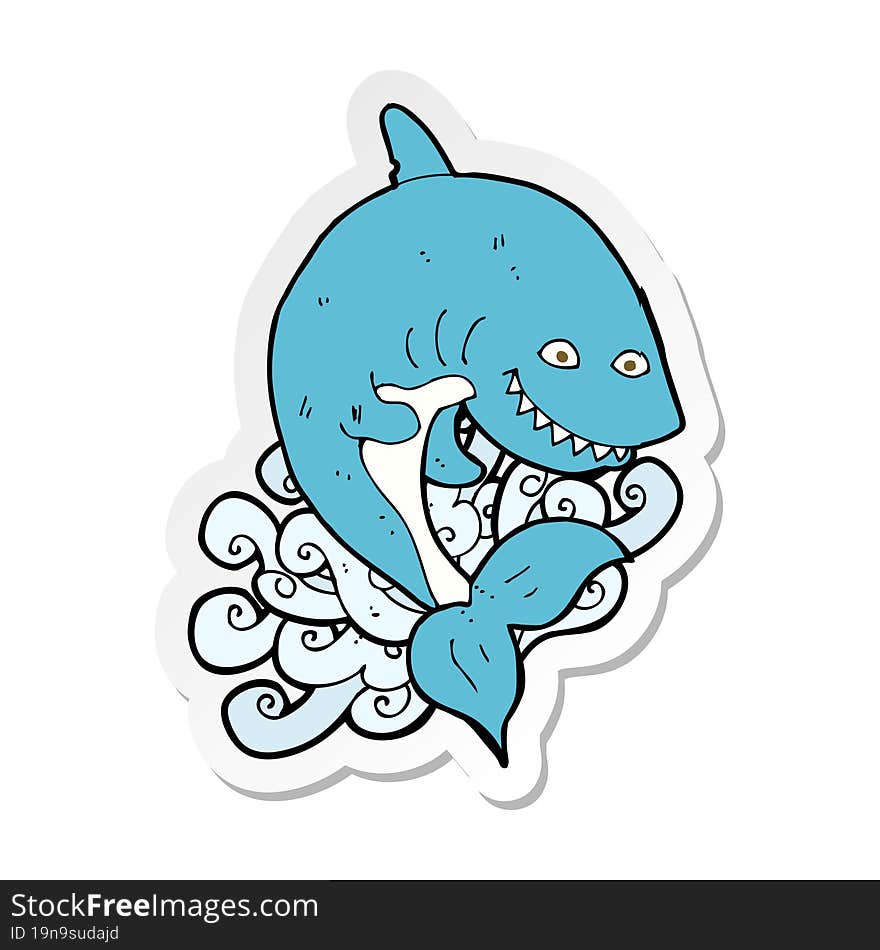 sticker of a cartoon shark