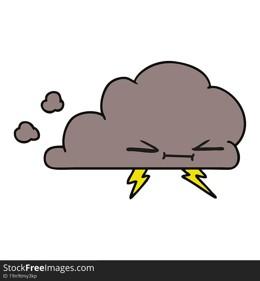 cartoon of a grumpy lightening cloud