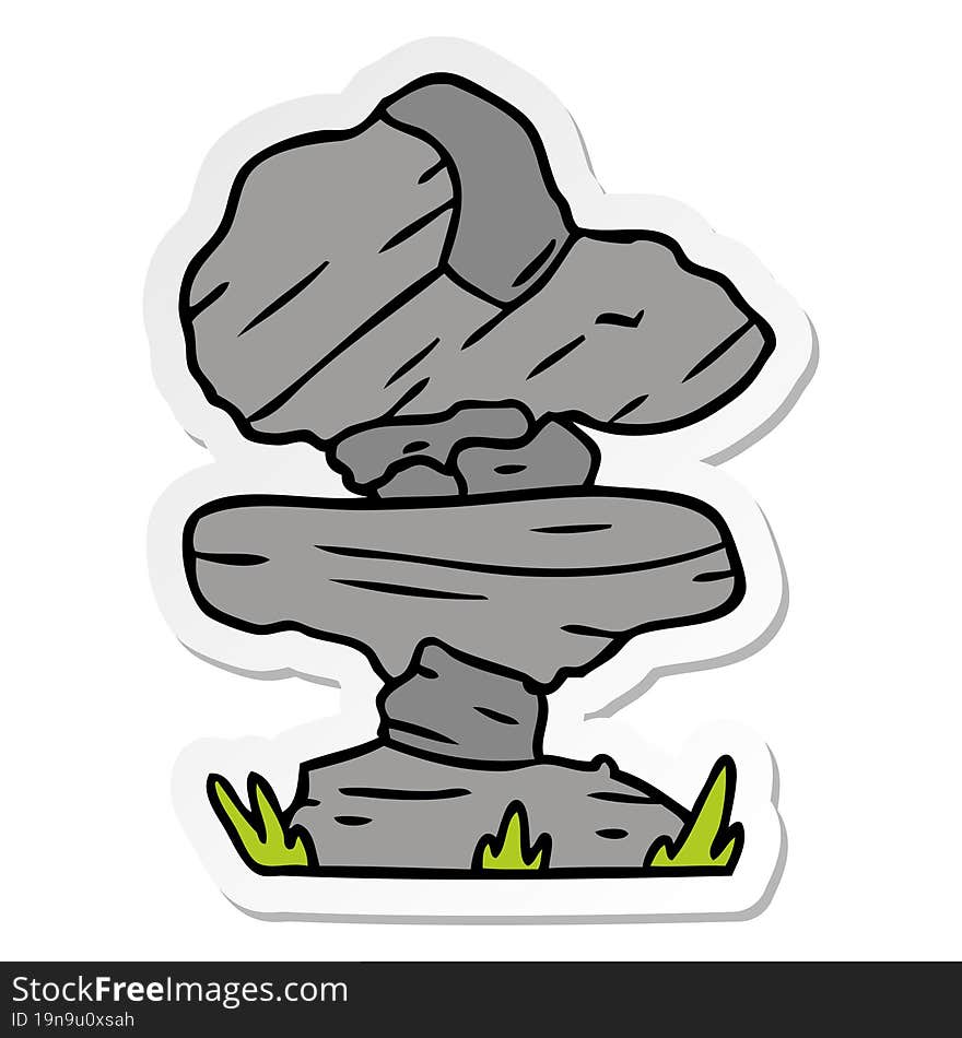 sticker cartoon doodle of grey stone boulders