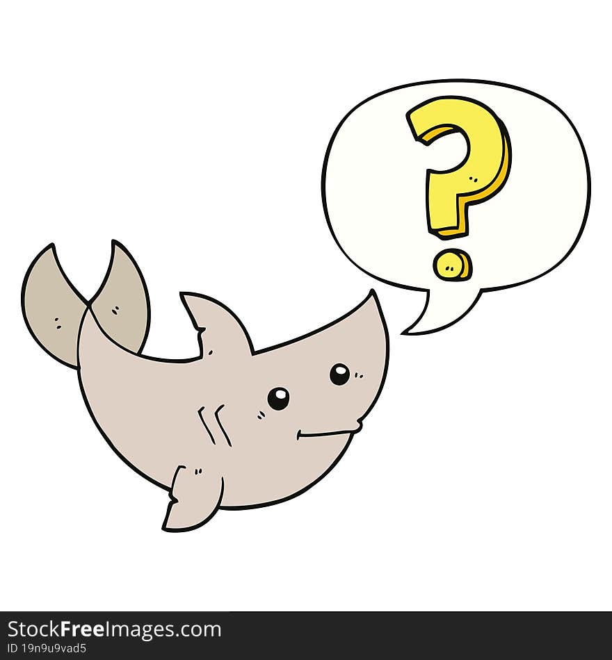 cartoon shark asking question and speech bubble