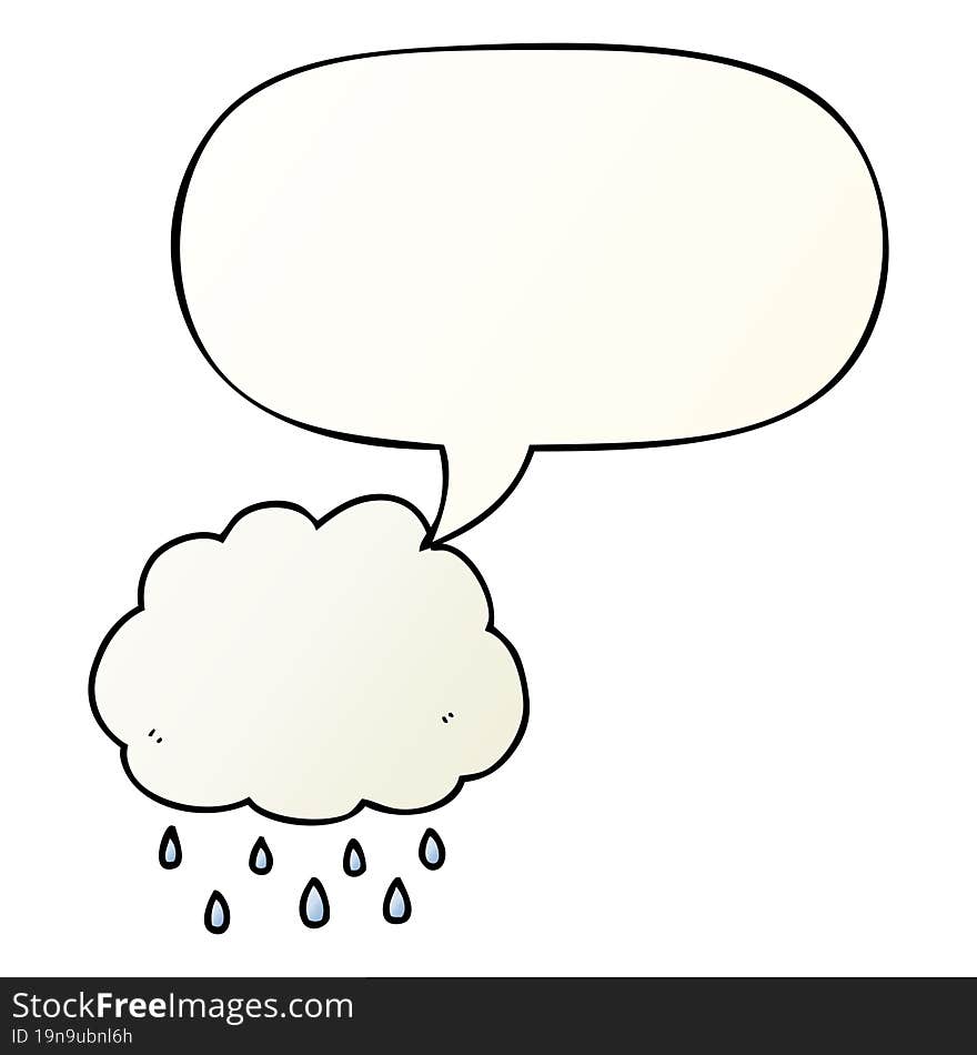 cartoon rain cloud and speech bubble in smooth gradient style