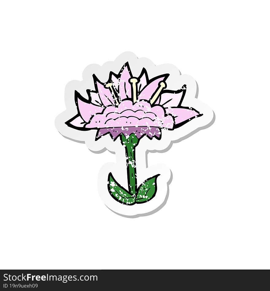 Retro Distressed Sticker Of A Cartoon Flower