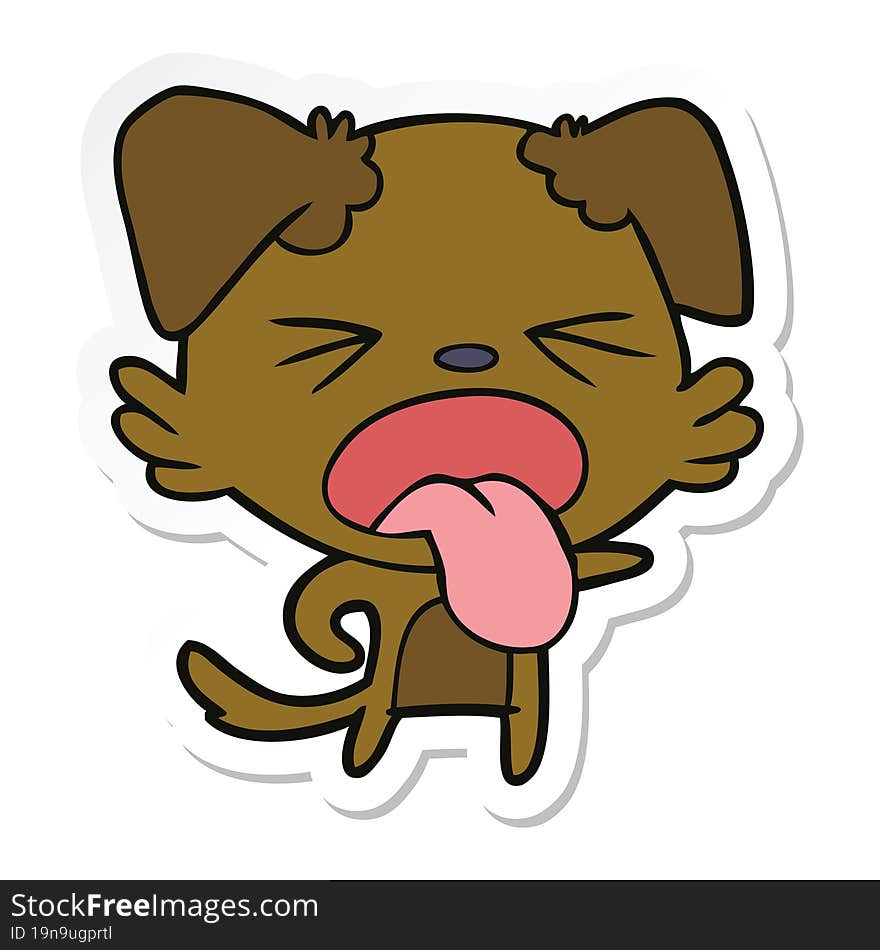 sticker of a cartoon disgusted dog