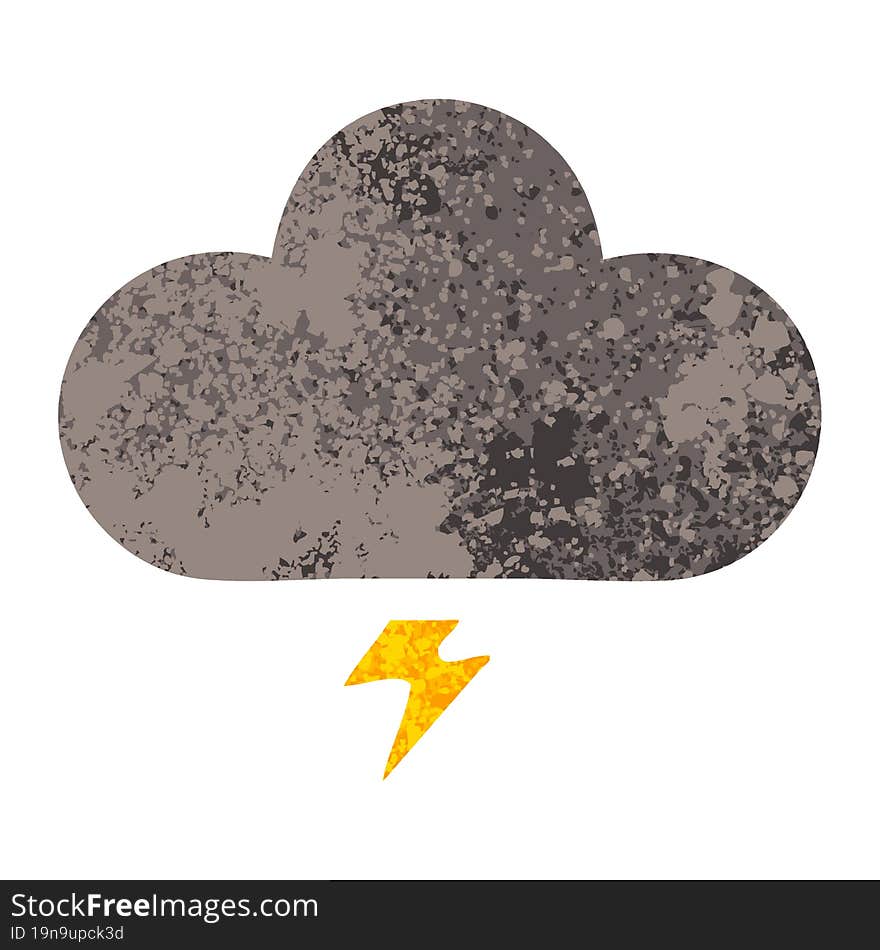 retro illustration style cartoon storm cloud