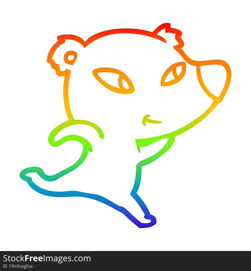 rainbow gradient line drawing cute cartoon polar bear